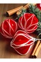 3-Piece Red Velvet Surface Stone Spinning Top and Ball Christmas Tree Ornament – Decorative Pine Tree Ornaments (8 cm)
