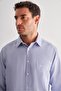 Navy Blue Hard Collar Long Sleeve Pocket Comfort Fit Classic Shirt 1004255163 - 4