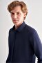Lacivert Perfetto Buttoned Collar Long Sleeve Pocketless Slim Fit Cls Shirt 1004255173 - 4