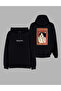 Cat Cat Meow Printed Black Hooded Hoodie Sweatshirt Hoodie