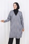 Patterned Long Mercerized Cardigan N3193 Gray - 3