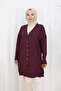 Patterned Long Mercerized Cardigan N3198 Plum - 3