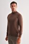 Brown Half Turtleneck Pocketless Comfort Fit Classic Wool Knitwear Sweater 1012255001 - 3