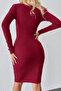 Women's Half Turtleneck Button Detailed Knitwear Dress - 5