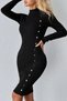 Women's Half Turtleneck Button Detailed Knitwear Dress - 3