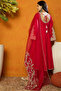 Silk Blend Solid Embroidered Flared Set with Dupatta - 4