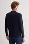 Navy Blue Long Sleeve Crew Neck Pocketless Slim Fit Knitwear 1012255151 - 5
