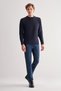 Navy Blue Long Sleeve Crew Neck Pocketless Slim Fit Knitwear 1012255151 - 2