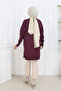Patterned Long Mercerized Cardigan N3198 Plum - 4