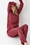 Women's Shirt Collar Pigment Printed Winter Regular Fit Claret Red Shirt Pajama Set Ar3447-S-V1