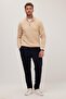 Men's Regular Fit Comfortable Cut Pocketed Elastic Waist Lace-Up Jogger Navy Blue Trousers - 4