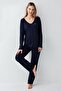 Women's Shirt Pajama Set, Wide Neckline, 50% Modal 50% Cotton - 2