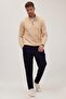 Men's Regular Fit Comfortable Cut Pocketed Elastic Waist Lace-Up Jogger Navy Blue Trousers - 5