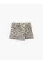 Leopard Patterned Cotton Double Breasted Denim Shorts Skirt - 2