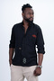 Embroidered Oversize Flowy Men's Shirt Black - 4