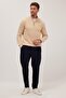 Men's Regular Fit Comfortable Cut Pocketed Elastic Waist Lace-Up Jogger Navy Blue Trousers - 2