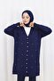 Blue Stone Baklava Patterned Long Cardigan N3246 - 3