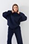 Unisex Oversize Sweatshirt Basic Navy Blue – Crew Neck, 3 Thread Ribbed