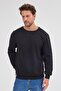 Men's Black Standard Fit Regular Cut Cotton Basic Crew Neck Sweatshirt - 4