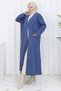 Steel Knit Long Knitwear Cardigan Blue Hm2838 - 5