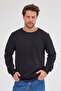Men's Black Standard Fit Regular Cut Cotton Basic Crew Neck Sweatshirt - 2