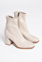 Mado Beige Blunt Toe Thick Heeled Stretch Boots - 2