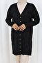 Patterned Long Mercerized Cardigan N3239 Black - 2