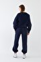 Unisex Oversize Sweatshirt Basic Navy Blue – Crew Neck, 3 Thread Ribbed - 7