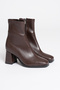 Mado Bitter Brown Blunt Toe Thick Heeled Stretch Boots - 4