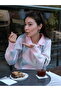 Una Fiaba - Pink Soft Textured Argyle Patterned Women's Knitwear Polo Neck Sweater
