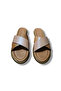 Women's Pink Brown Genuine Leather Cross Strap Slippers - 3