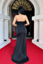 Glitter Fabric Detachable Collar Evening Dress - Black - 5