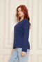 Indigo 100% Organic Cotton V-Neck Soft Textured Regular Fit Relaxed Cut Long Sleeve Combed Cotton T-Shirt - 5
