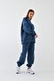 Unisex Oversize Tracksuit Set Basic Navy – Crew Neck, Elasticated Legs, 3-Thread Fleece - 5