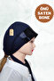Satin Lace-Up Stylish Bonnet Navy Blue, Adjustable Hijab Headscarf Scarf Shawl Turban Bonnet with Back Lace-Up - 2