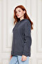 Smoked Thick Textured Puff 3-Thread Kangaroo Pocket Hooded Zippered Fleece Inside Women's Sweatshirt Cardigan - 4