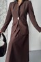 Women's Two-Piece Suit Stylish Button Detail Stand Collar Blazer Jacket Long Bell Skirt Set - 7
