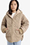 Double-Sided Hooded Zippered Quilted Beige Girl's Coat C5770A8/Bg406