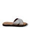 Women's Ecru Knitted Genuine Leather Cross Strap Slippers - 2