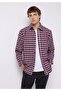 Regular Fit Shirt Neck Plaid Men's Red Long Sleeve Shirt