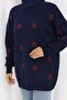 Heart Embroidered Knitwear Sweater N3254 Navy Blue - 2