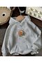 Planet and Sun Print Detailed Fleece Lined Hooded Sweatshirt