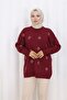 Heart Embroidered Knitwear Sweater N3254 Claret Red - 3