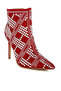 Women Rhinestones Studded Stiletto Heel Boots in Red - 2