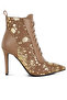 Women Abstract Pattern Lace-Up Ankle Boots in Brown