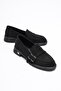 Women's Suede Loafer Platinum Buckle Black Viva