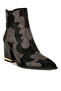 Women Rhinestones Embellished Block Heel Boots in Black - 2