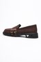 Women's Suede Loafers with Gold Buckle Brown Viva - 4