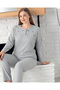 Gray Embroidered Women's Cotton Pajama Set - 4