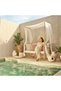 Serena 2-Seater Outdoor Sofa Set| Steel Frame Garden Furniture | Modern Patio Seating - White/Bamboo - 2
